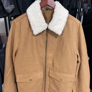 Men's Brown Bomber Jacket with Sherpa Collar